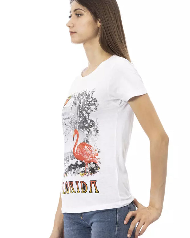 White Cotton Women T-Shirt