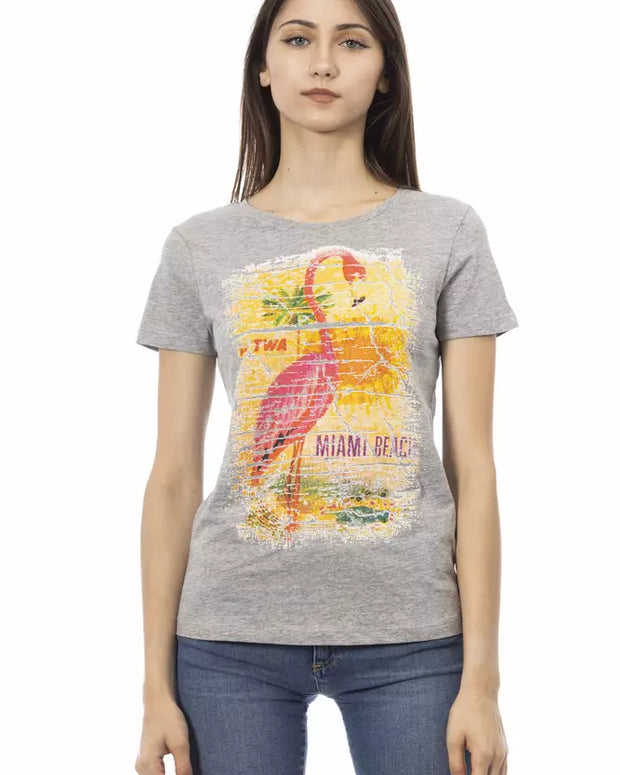 Gray Cotton Women T-Shirt