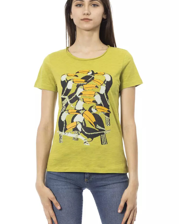 Green Cotton Women T-Shirt