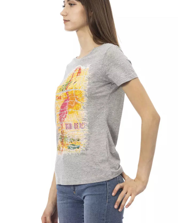 Gray Cotton Women T-Shirt
