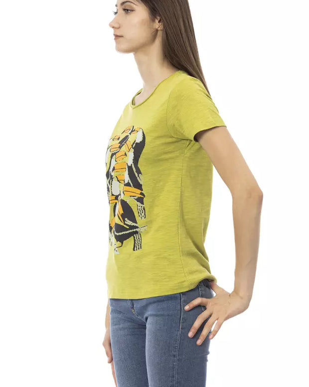Green Cotton Women T-Shirt