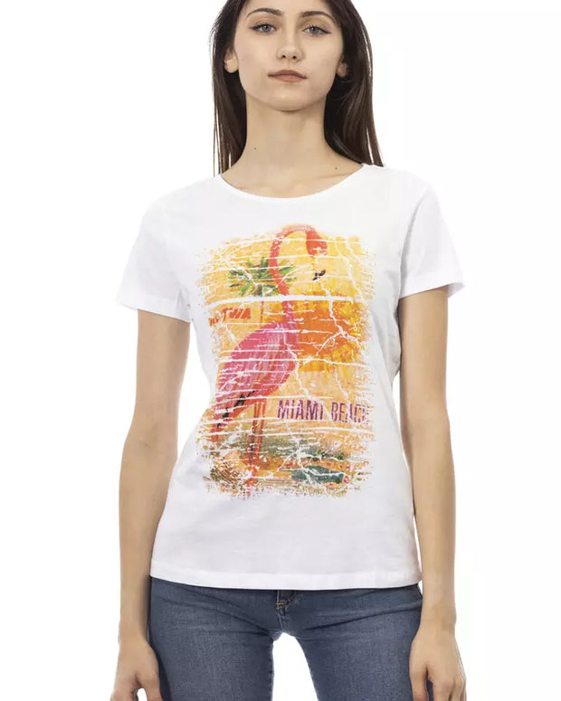 White Cotton Women T-Shirt