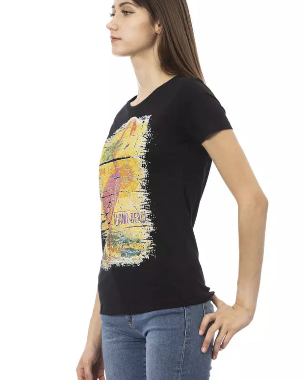Black Cotton Women T-Shirt