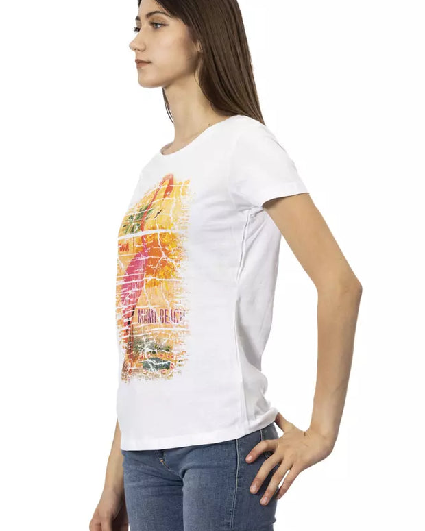 White Cotton Women T-Shirt
