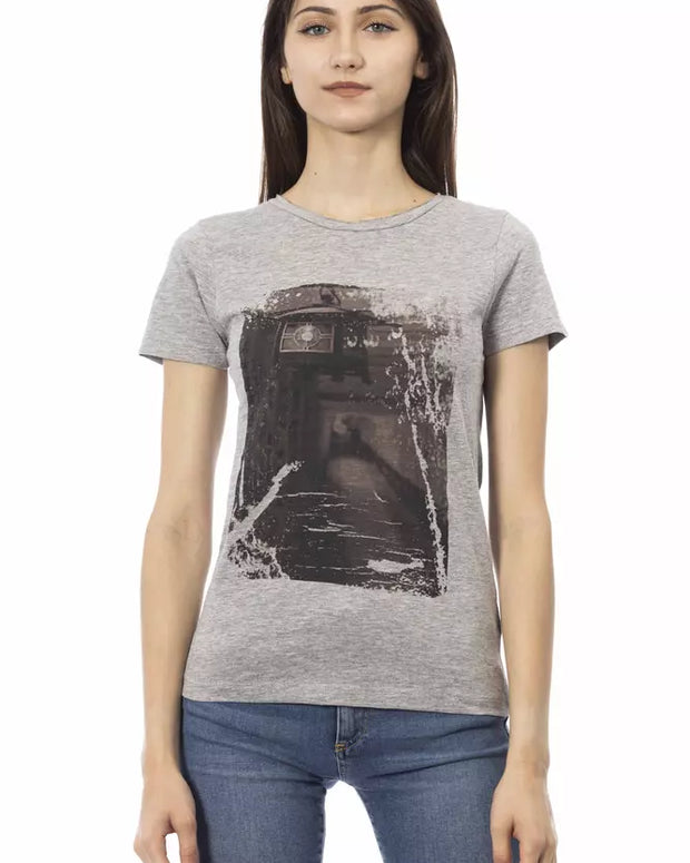 Gray Cotton Women T-Shirt