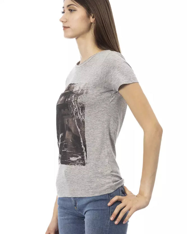 Gray Cotton Women T-Shirt