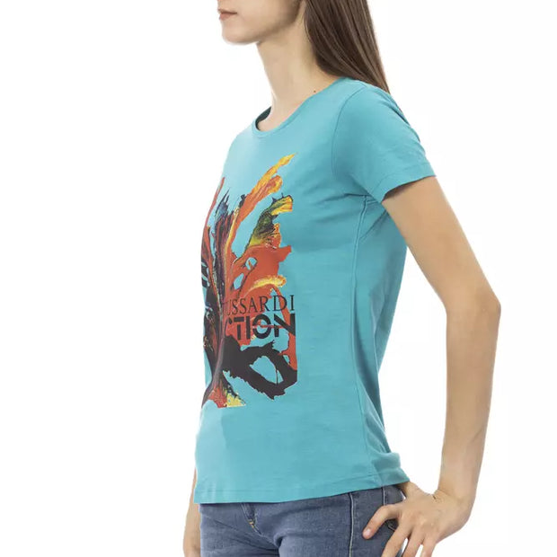 Light Blue Cotton Womens Top