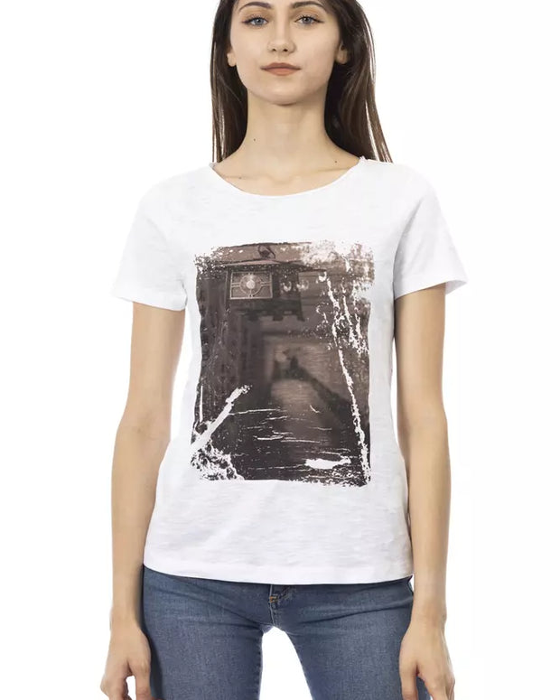 White Cotton Women T-Shirt