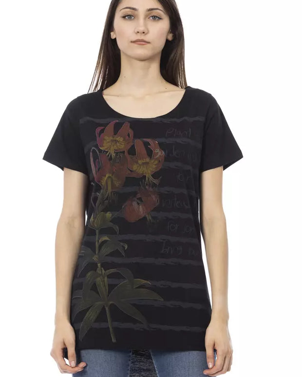 Black Cotton Women T-Shirt