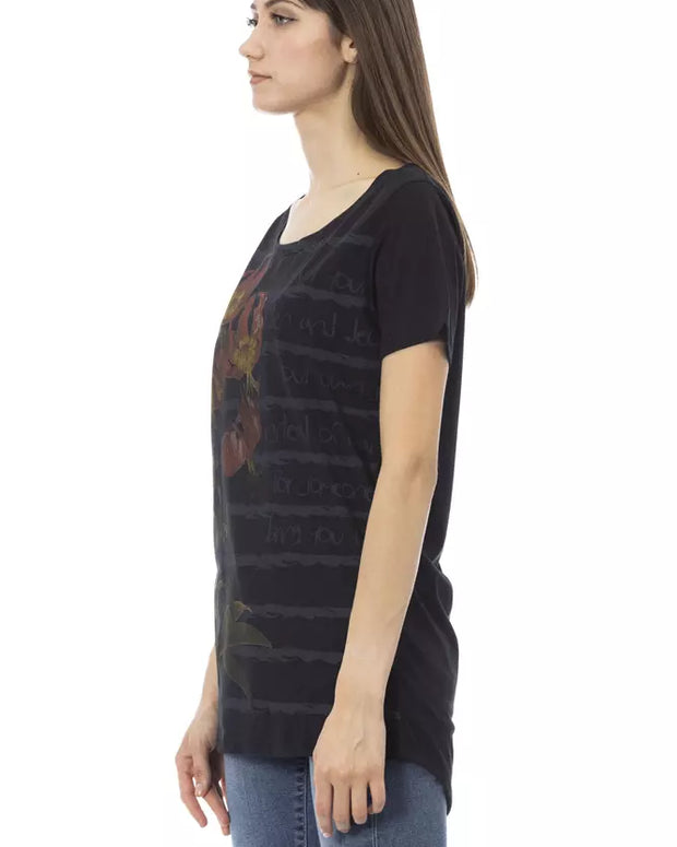 Black Cotton Women T-Shirt