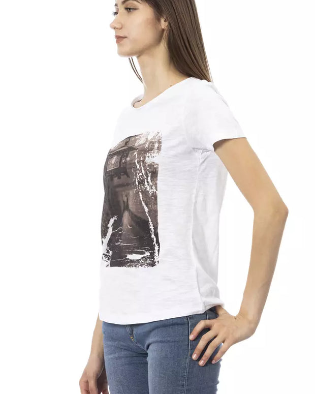 White Cotton Women T-Shirt
