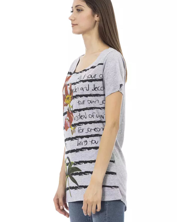 Gray Cotton Women T-Shirt