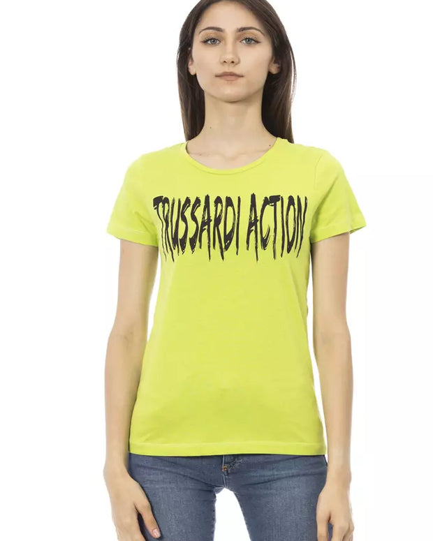 Green Cotton Women T-Shirt