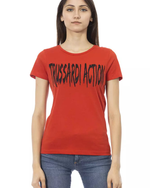 Red Cotton Women T-Shirt