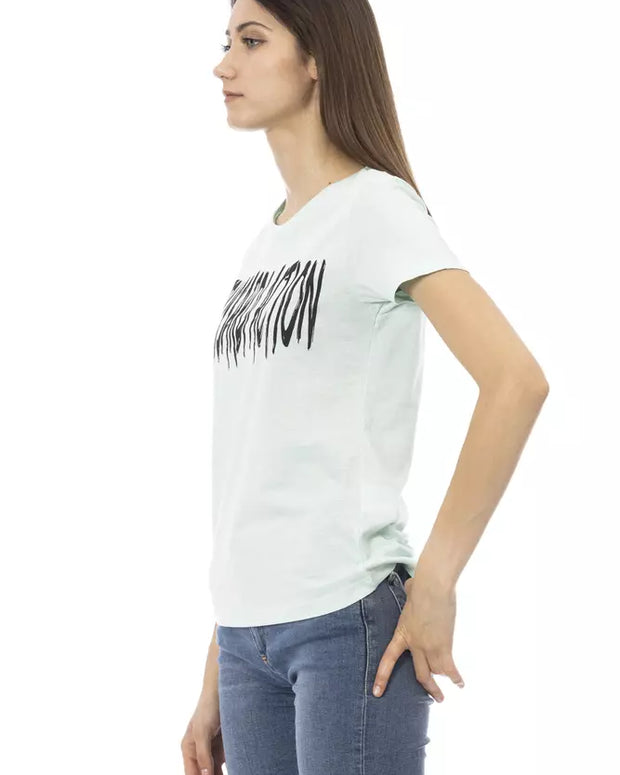 Light Blue Cotton Women T-Shirt