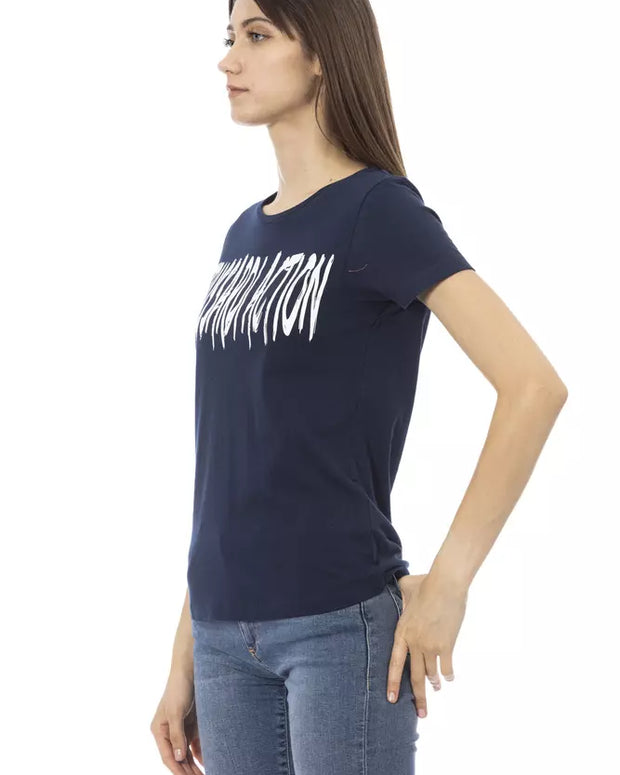 Blue Cotton Women T-Shirt