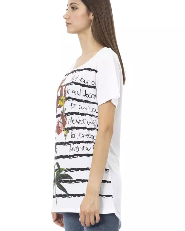 White Cotton Women T-Shirt