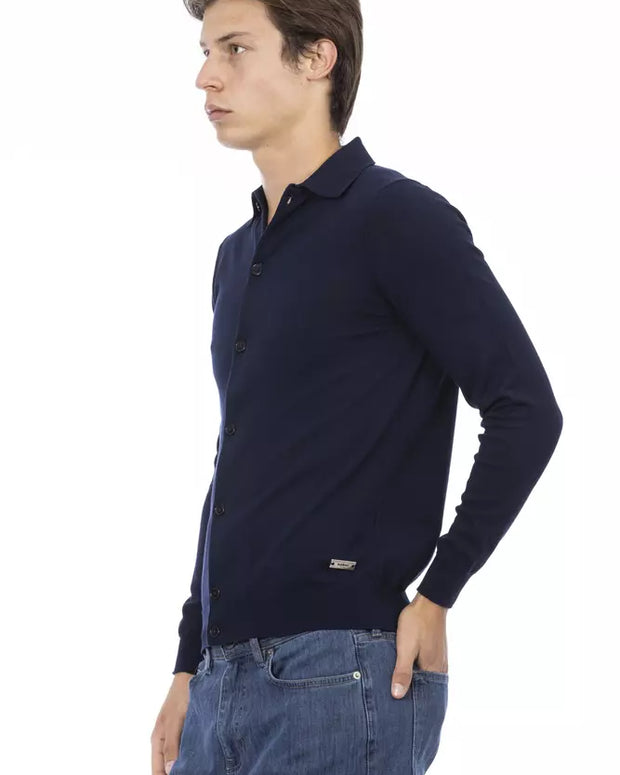 Blue Cotton Men Shirt