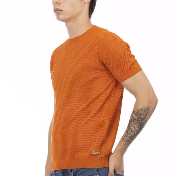 Orange Cotton Men Sweater