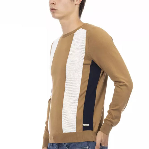 Brown Cotton Men Sweater