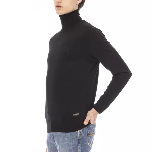 Black Fabric Men Sweater