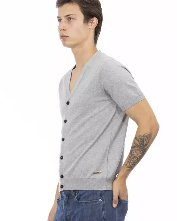 Gray Cotton Men Sweater