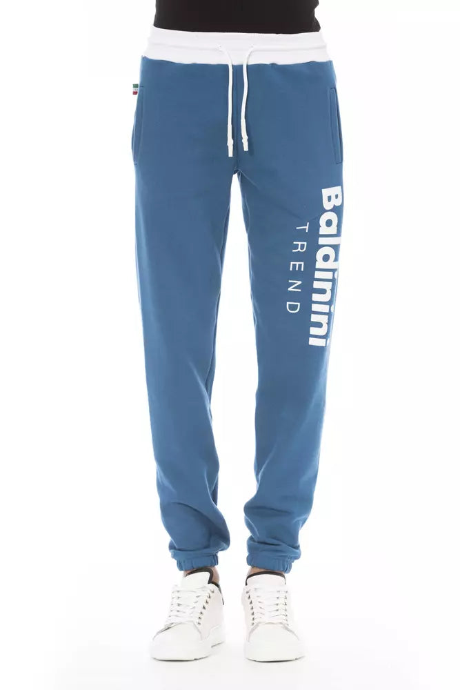 Blue Cotton Men Sport Pant