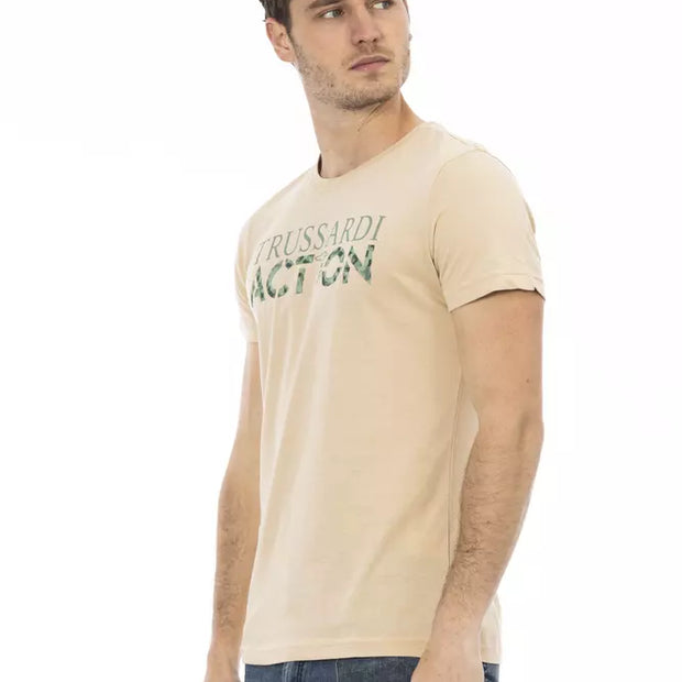 Beige Cotton Men T-Shirt