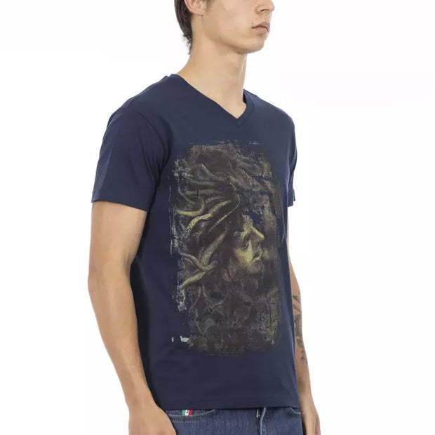 Blue Cotton Men T-Shirt