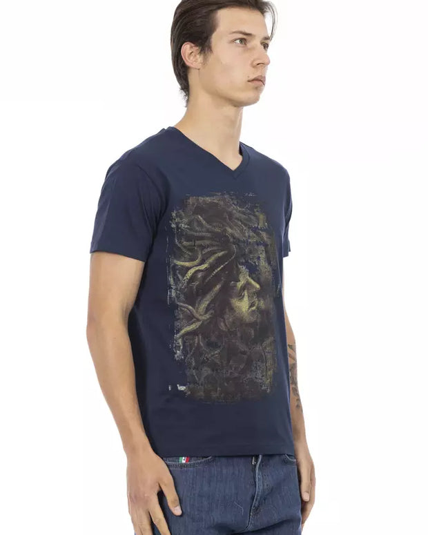 Blue Cotton Men T-Shirt