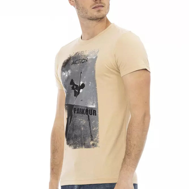 Beige Cotton Men T-Shirt