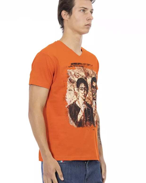 Orange Cotton Men T-Shirt