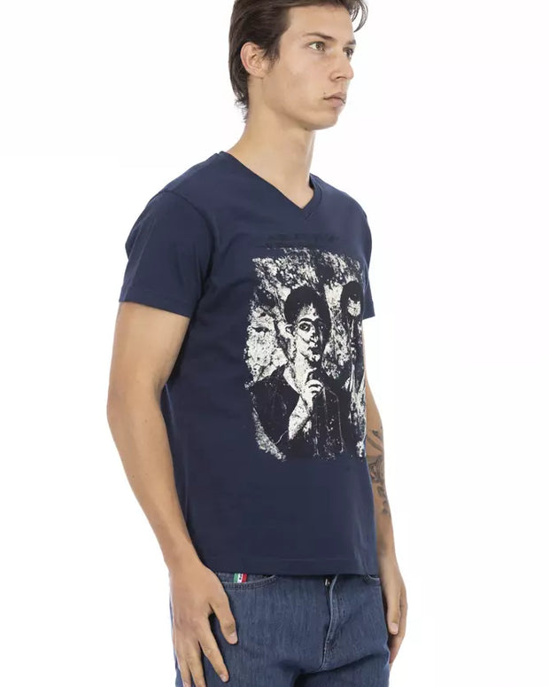 Blue Cotton Men T-Shirt