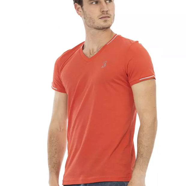 Orange Cotton Men's V-Neck T-Shirt