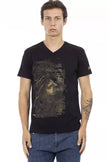 Black Cotton Men's V-Neck T-Shirt