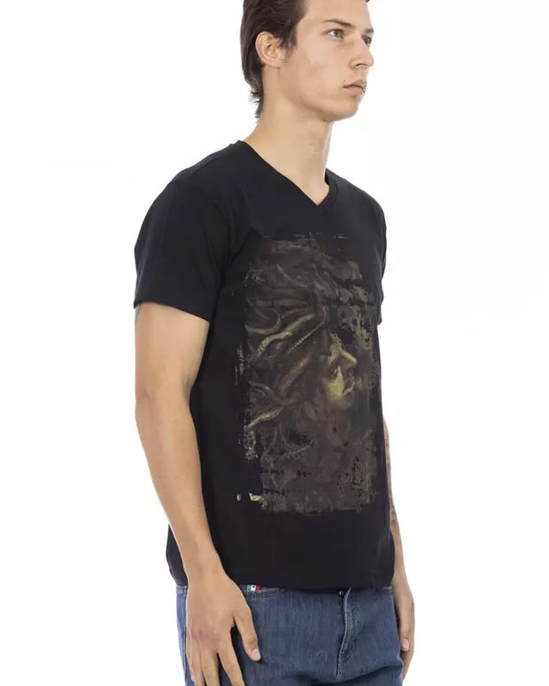 Black Cotton Men T-Shirt