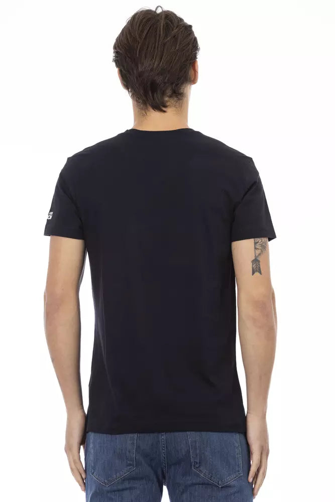 Black Cotton Men V-Neck T-Shirt