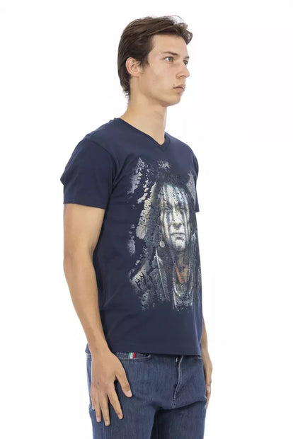 Blue Cotton Men T-Shirt