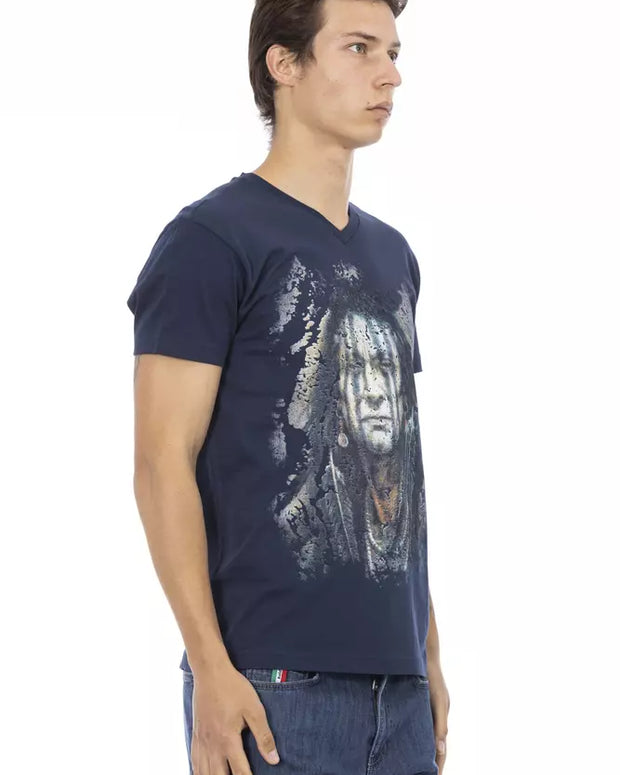Blue Cotton Men's T-Shirt