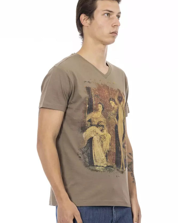 Brown Cotton Men T-Shirt