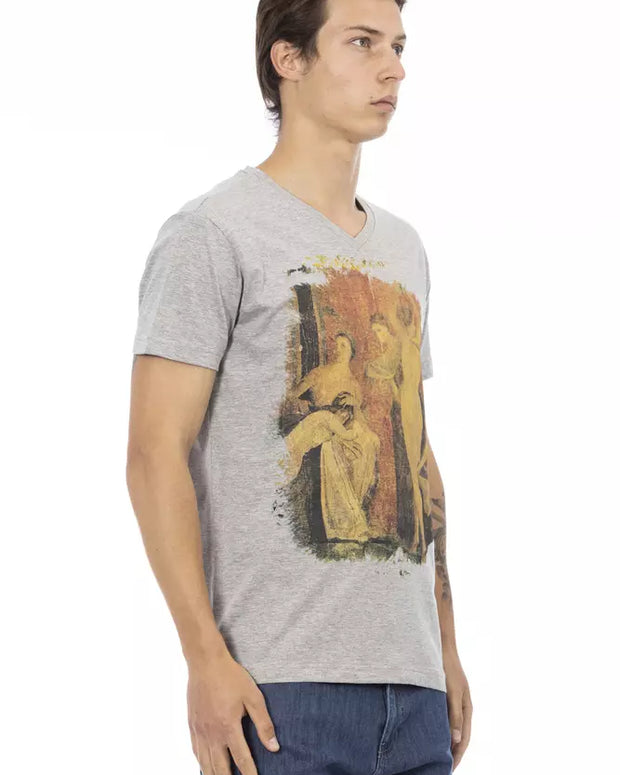 Gray Cotton Men T-Shirt