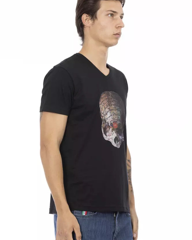 Black Cotton Men's V-Neck T-Shirt