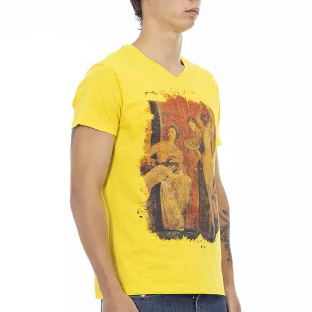 Yellow Cotton Men T-Shirt