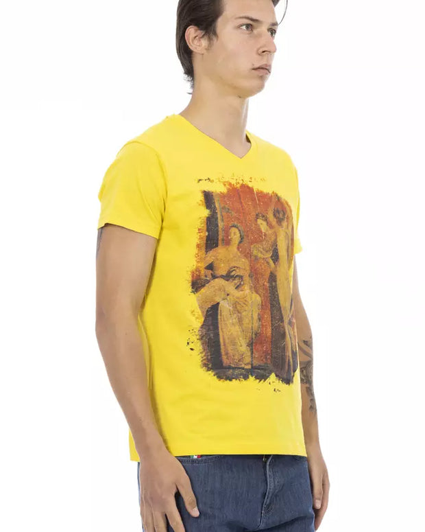 Yellow Cotton Men T-Shirt