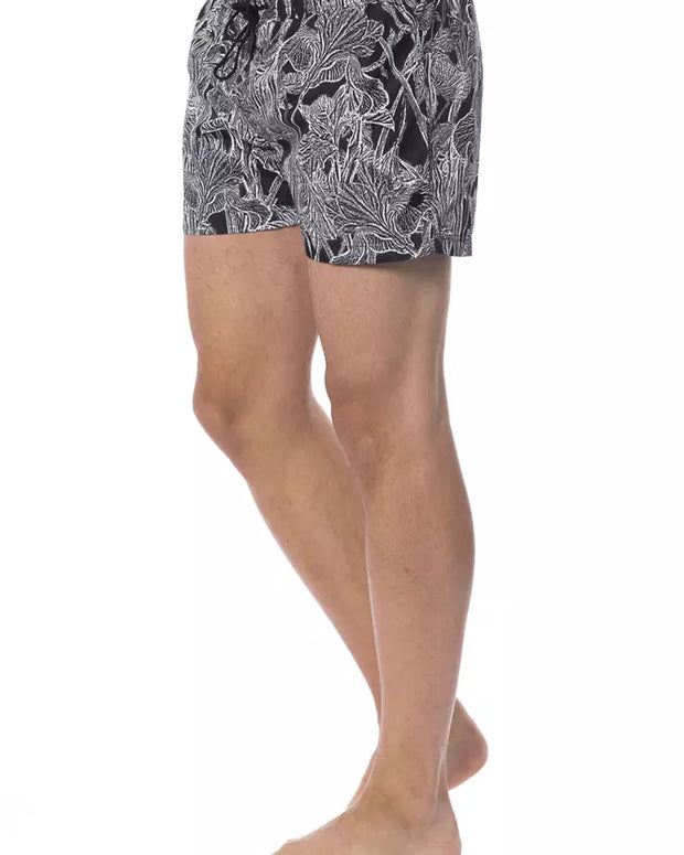 Black Polyester Men Swimsuit