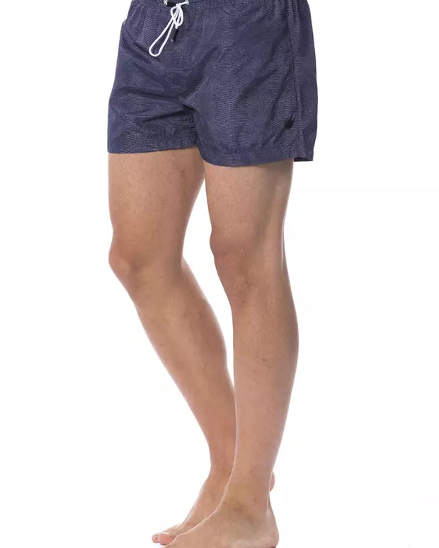 Blue Polyester Men's Swimwear