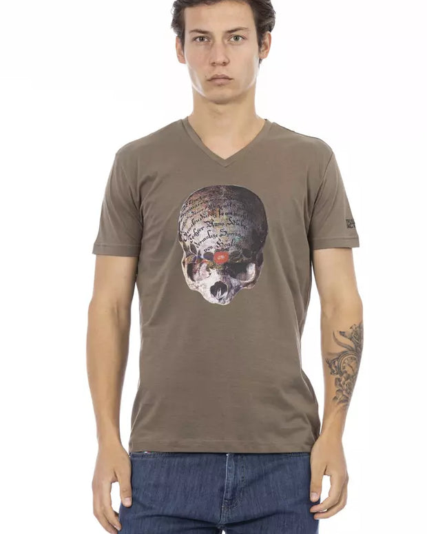 Brown Cotton Men T-Shirt