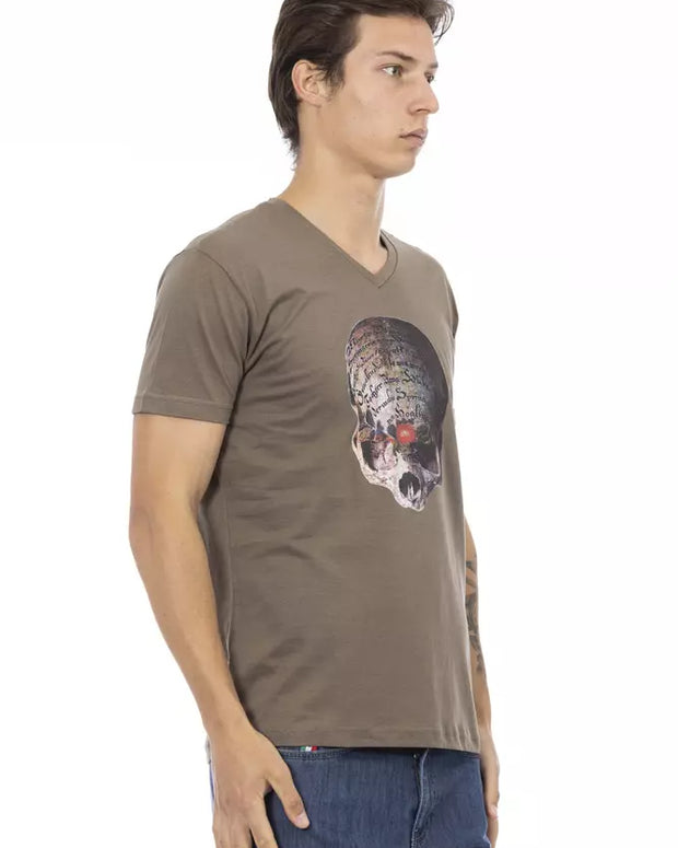 Brown Cotton Men T-Shirt