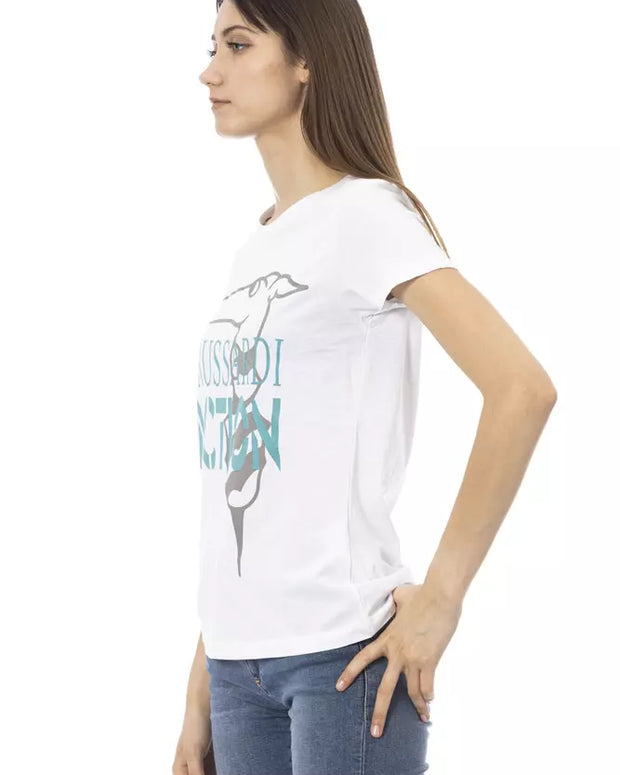 White Cotton Women T-Shirt