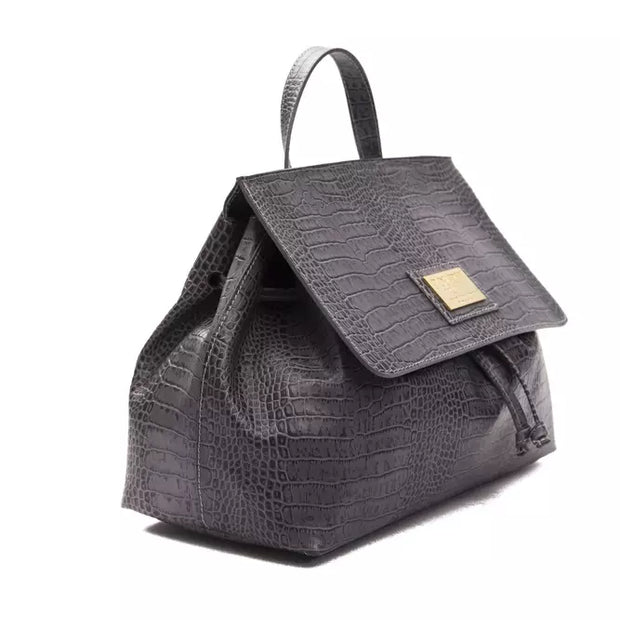 Gray Leather Women Handbag